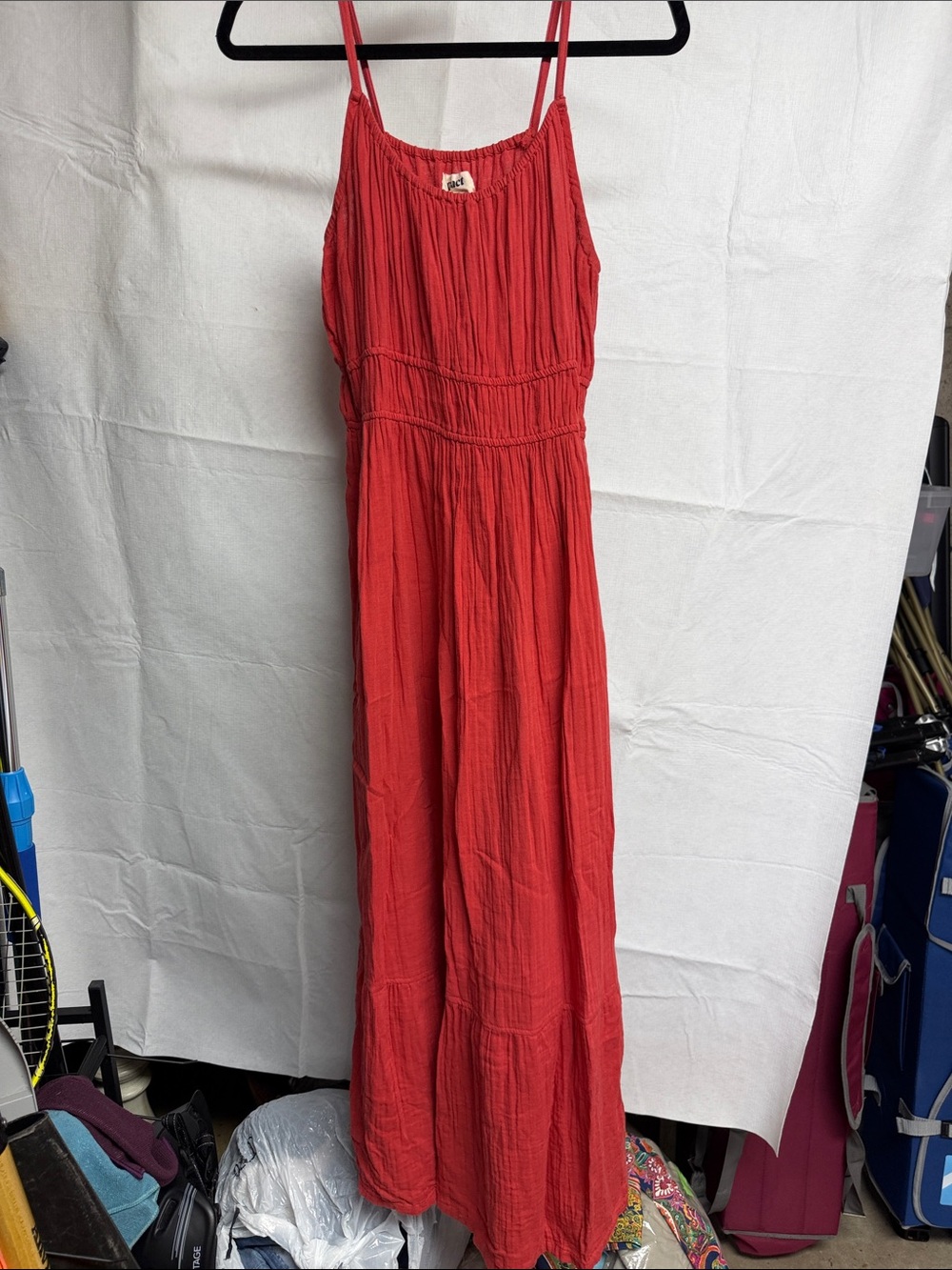 Pact Women's Coastal Double Gauze Cami Maxi Dress - XL - Poppy - EYC